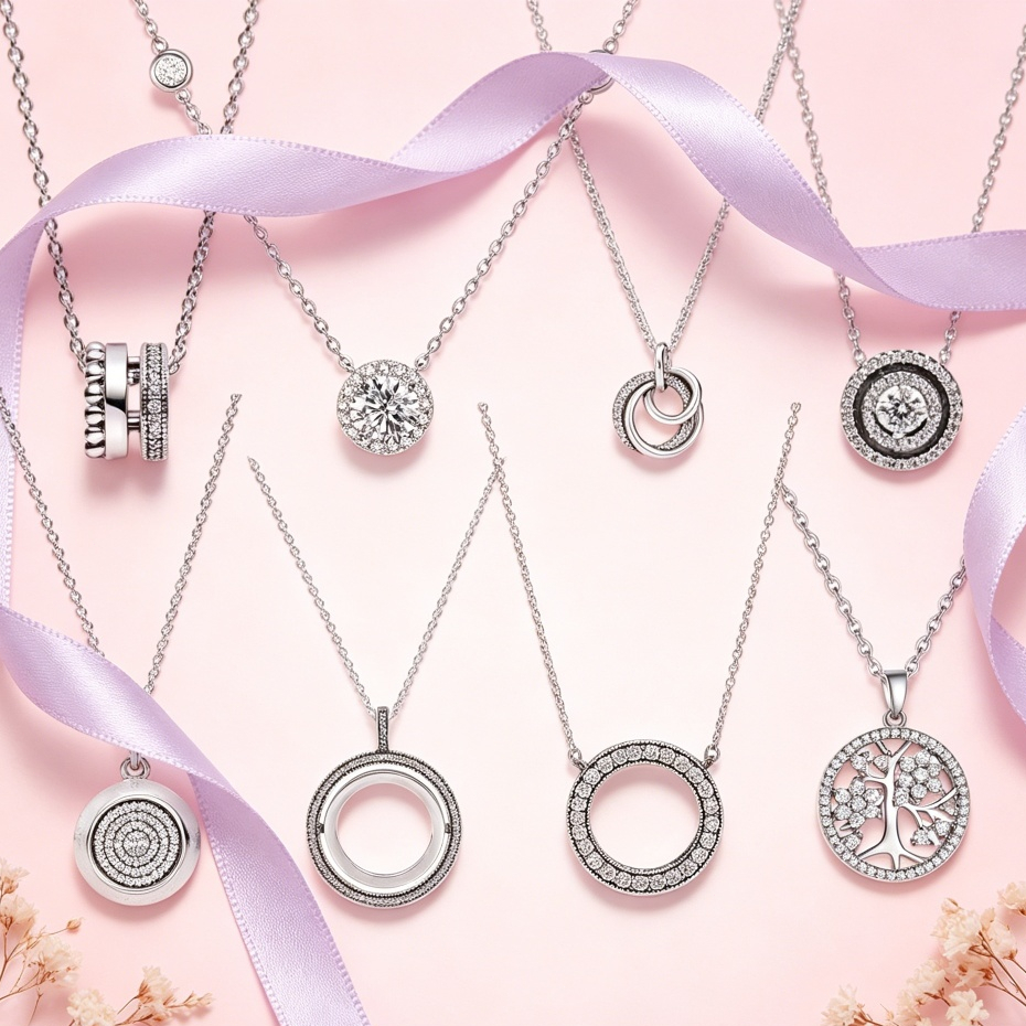 Conjunto Colar Feminino Prata 925 Circular Clássico, Presente Aniversário Festas