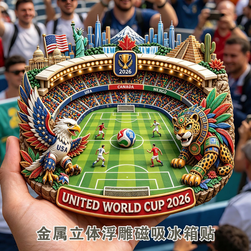 2026 Copa Do Mundo De Futebol Eua , Canadá E México Especial Metal Magnético Geladeira Ímã Ventilador Decoração Comemora
