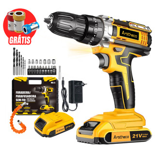 Parafusadeira/Furadeira be Impacto Kit Maleta com duas baterias 12/21V 220V/110V 3/8"