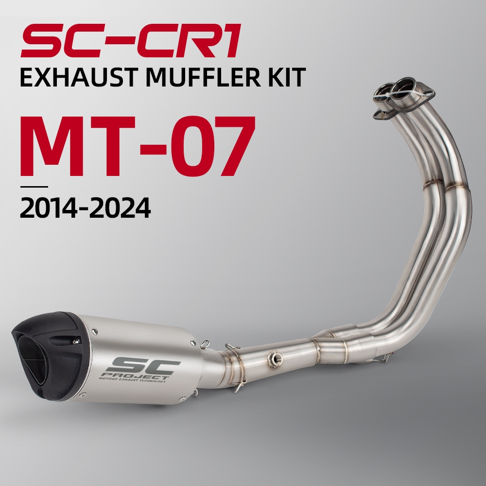 SC Projeto CR1 Corrida Motocicleta Tubo De Escape Aço kit Sistema Completo Para Yamaha MT-07 R7 2014-2024