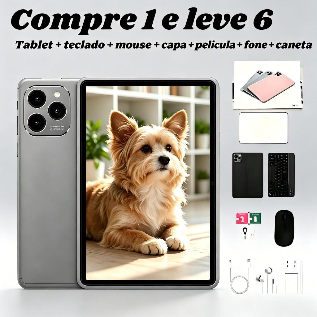 Tablet 10.1 Polegadas Android 13 6GB+128GB Com Kit Completo Teclado Mouse Caneta Touch