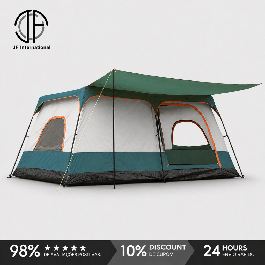 Barraca De Camping Familiar 8 A 10 Pessoas Impermeável Grande 420x305x200cm Acampamento Lazer Ao Ar Livre