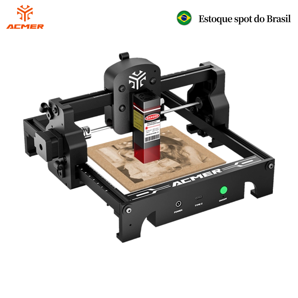 ACMER S1 Gravadora a Laser Impressora Maquina Corte Laser, Potência Total 24W Laser 2.5W Com Carretel óculos de proteção