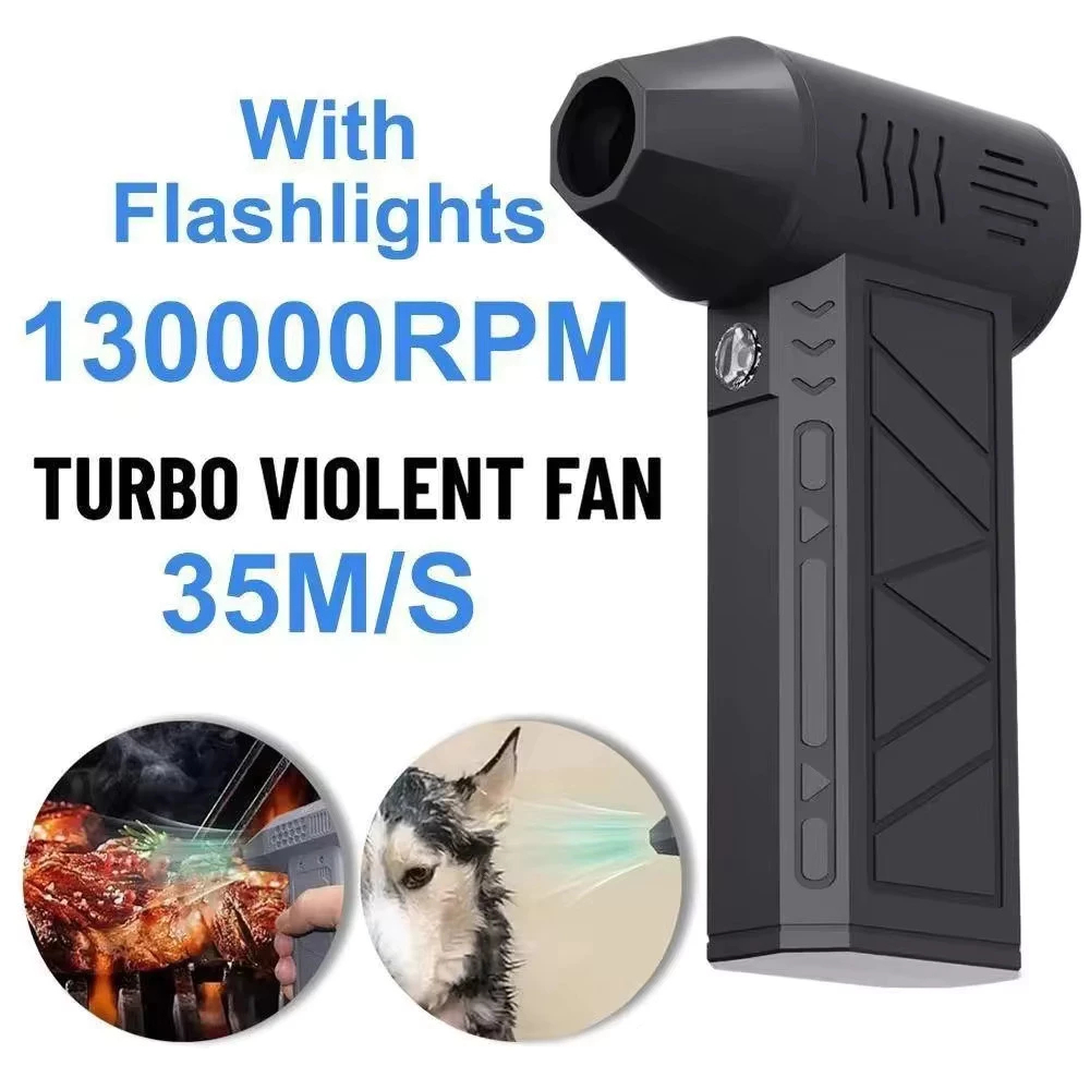 Soprador Turbo Portátil 130.000 RPM – Ventilador Mini Jato com Motor sem Escova, 200W de Potência e Cabo USB Incluso