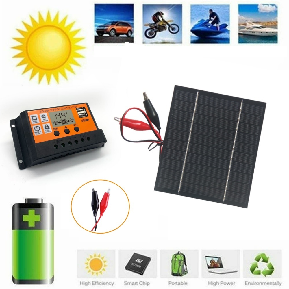 Painel Solar De 15 W 5 V DIY Carregador De Placa De Célula Polissilício Com 10A 20A 30A 100A Regulador De Controlador Cl
