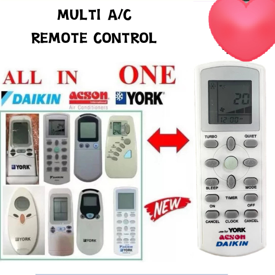 Controle Remoto MULTI A/C Daikin/York/Acson Substituição Ar Condicionado
