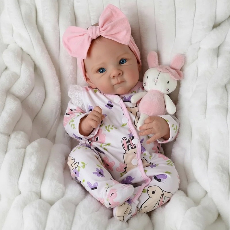 Bebê Recém-Nascido Menina 19 Polegada Silicone Macio Realista Artesanal Vinil Como Bonito Boneca Nascida Brinquedo Rebor