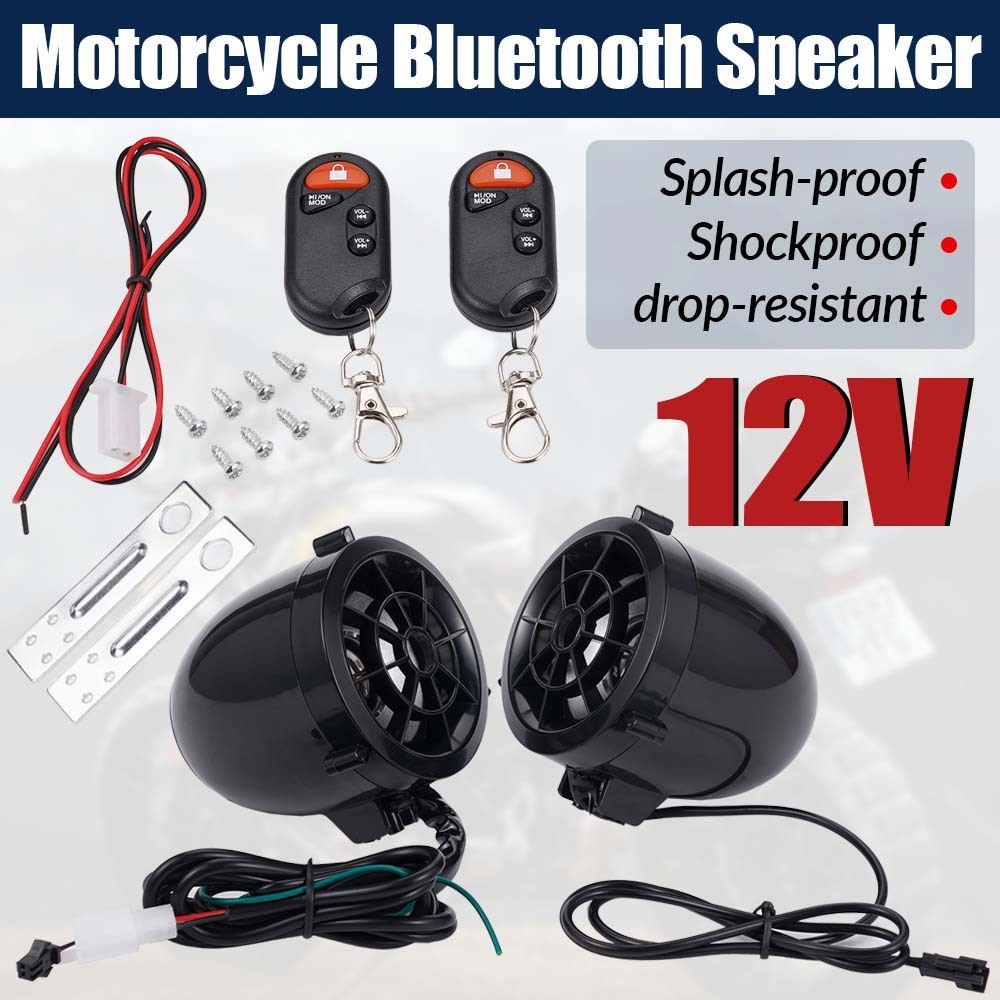 Alto-Falante Bluetooth Para Motocicleta Com Controle Remoto 12V Alarme Antirroubo MP3 Rádio Fm Amplificador De Suporta T