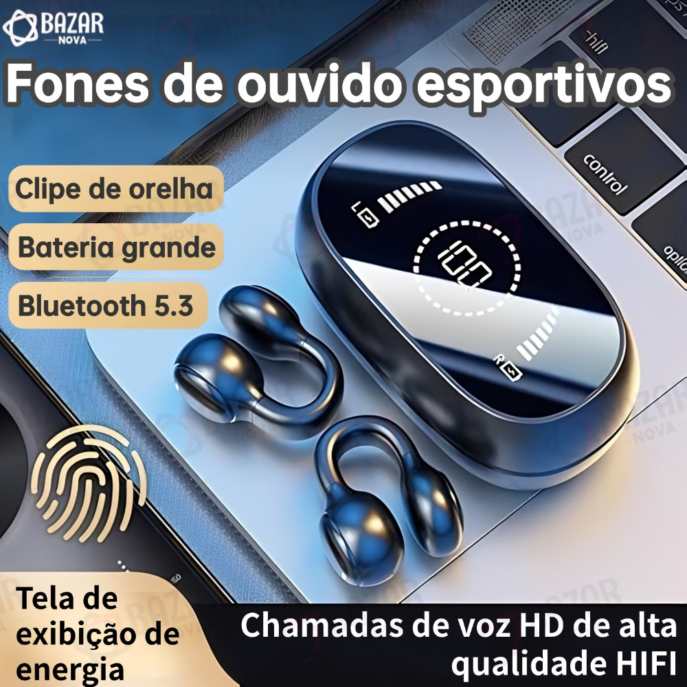 SPRISE M47 Fones De Ouvido Clipe De Orelha Bluetooth LED Display Inteligente On-Ear Mini Fone Cancelamento De Ruído De A