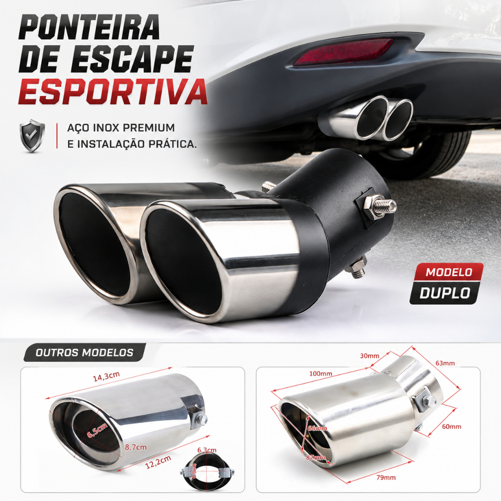 Tubo De Escape Para Carro Com Ponta De Aço Inoxidável E Silenciador Automático