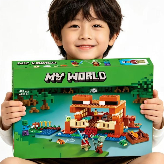 Conjunto de brinquedos de bloco de construção infantil, 400 peças, casa de sapo, compatível com Lego, meninos, meninas,