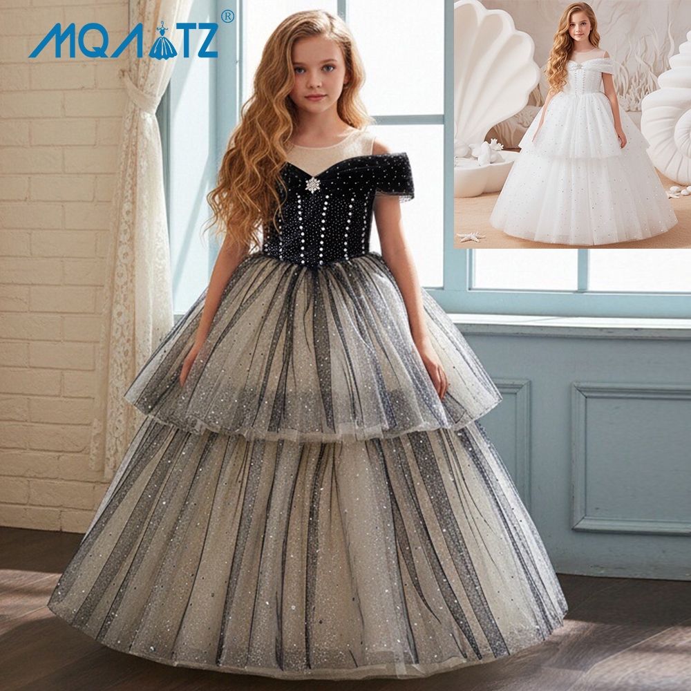MQATZ Adolescente Vintage Meninas Vestido Para Roupas Infantis Princesa Vestidos De Noite Elegante Longo Praty De LP801