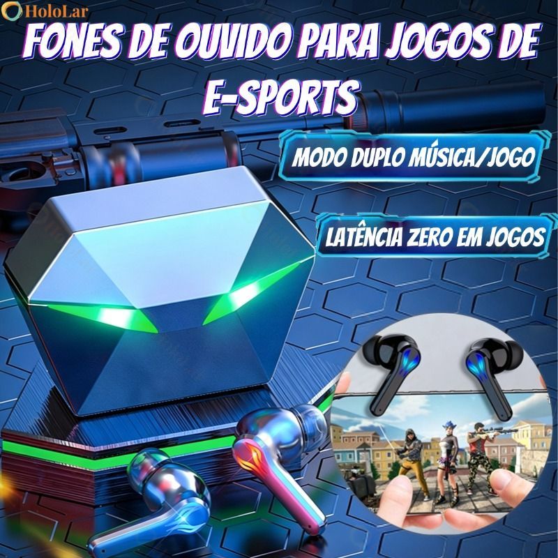 Fone Tws Bluetooth Gamer 5.4 Intra-auriculares A' Gold FN-B25B Com cancelamento de ruído Bateria de longa duração-HOL