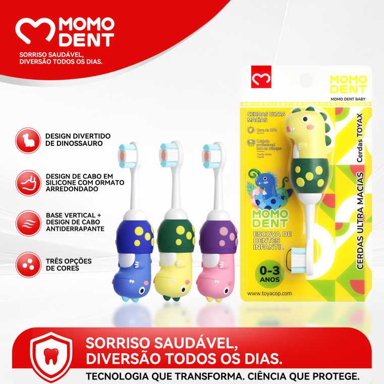 Momodent Escova de Dente Bebe Cerdas Macias 0-3 Anos, 3 Cores