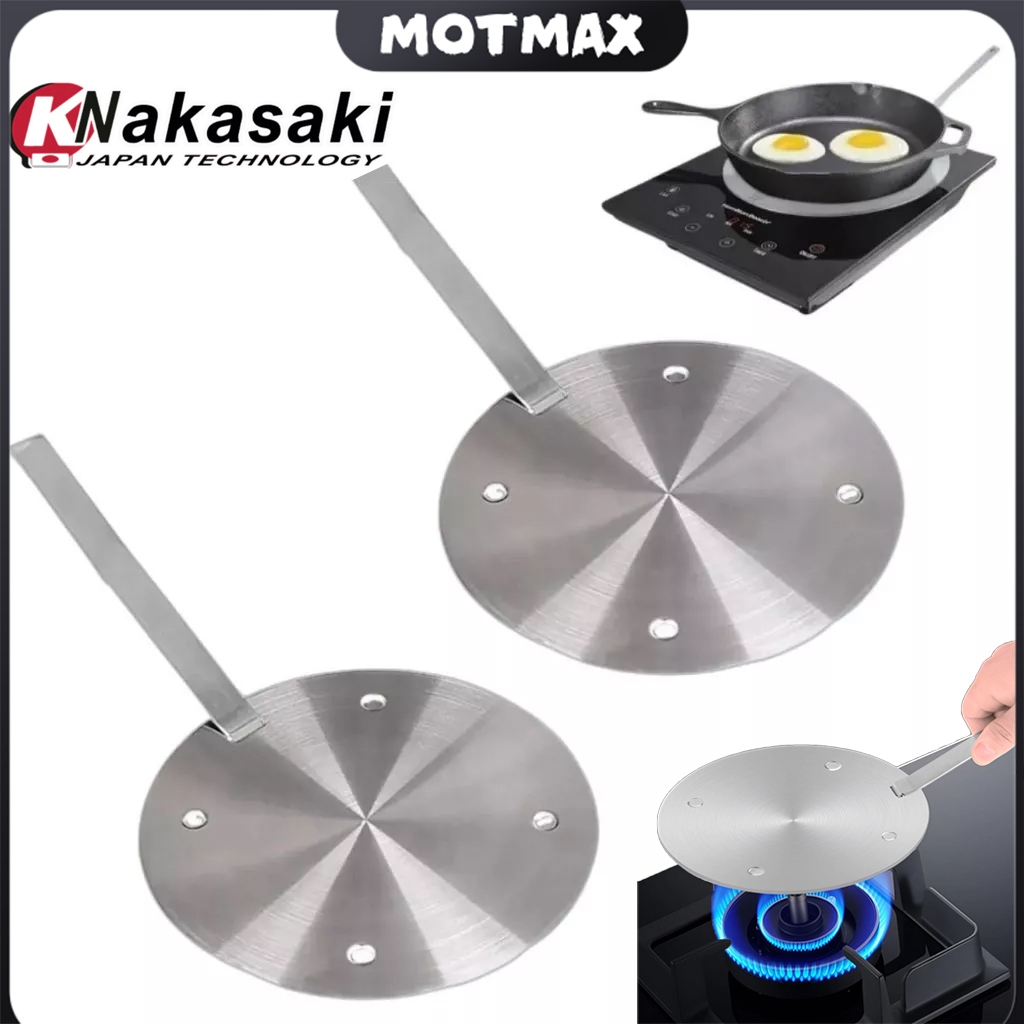 24CM Peças Adaptador para Fogão de Indução, Placa Conversora de Fogão de Indução, Chapa de Aço Inox para Fogão com Alça