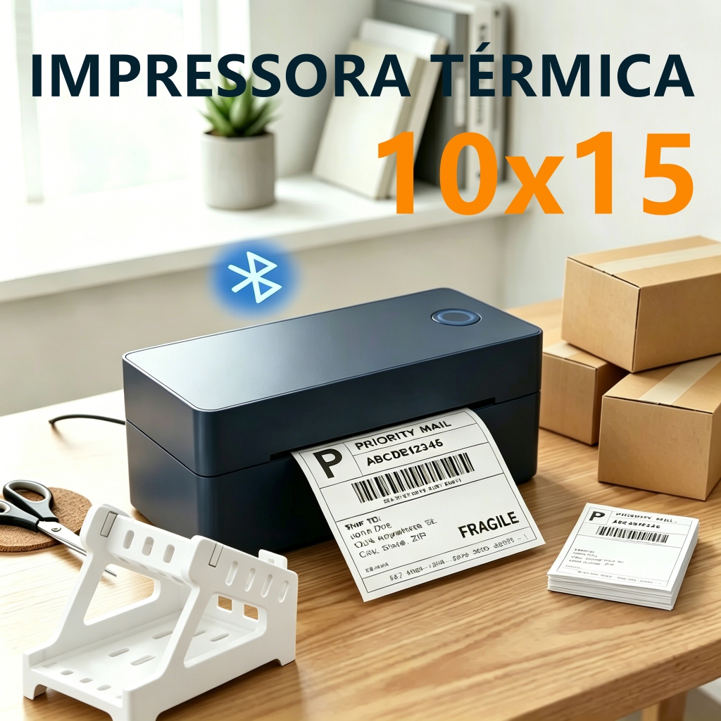 Impressora De Etiquetas De Envio Térmico 4x6 Bluetooth Label Maker Compatível Com iOS Android