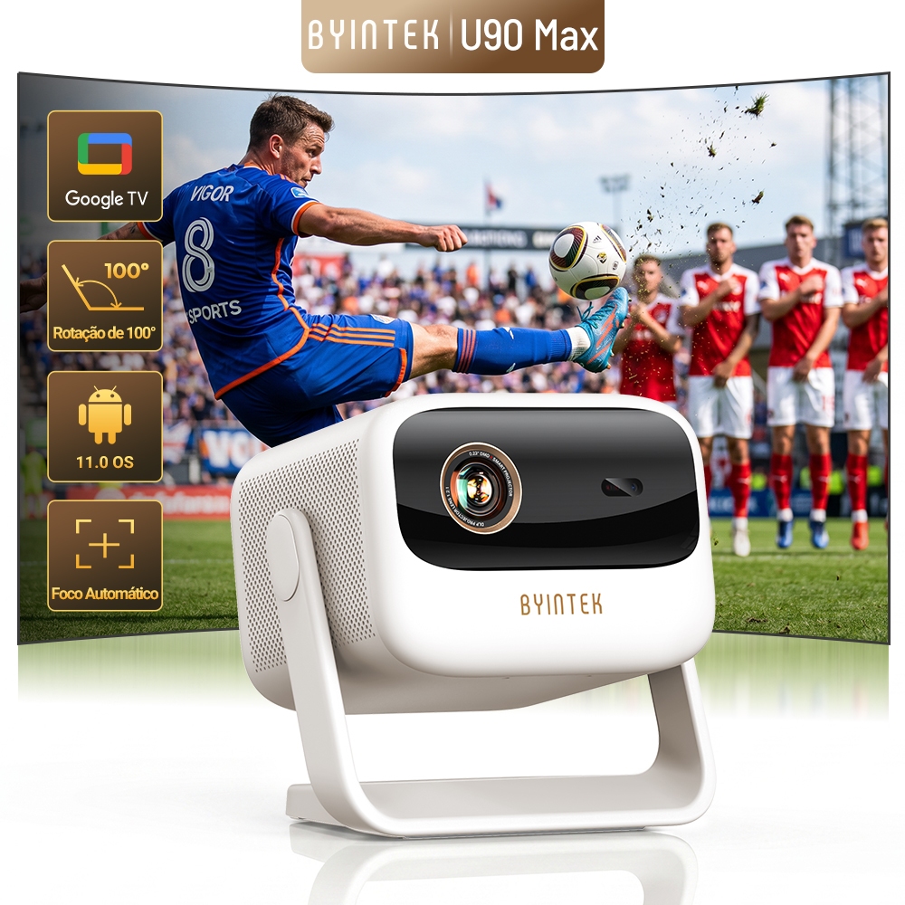 BYINTEK U90MAX Projetor 4K Full HD1080P Cinema Android 11.0 WiFi Mini Portátil 1080P DLP De Vídeo Para Home Theater
