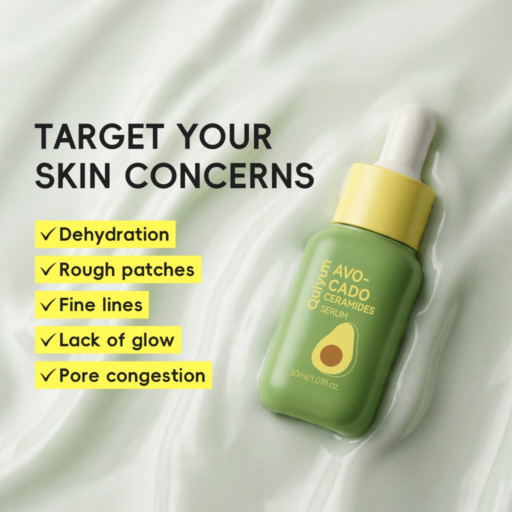 QUIYUM Abacate Ceramidas Soro 30ml Facial Hidratante Profundo Com 5X Niacinamida Ácido Hialurônico CICA Reparação De Bar · foto 2