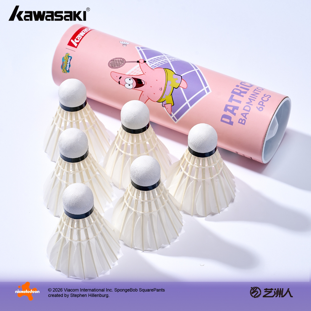 Kawasaki Bob Esponja Petecas 6 Pcs Treinamento Badminton Pena De Ganso Fibra Composta Cortiça Natural