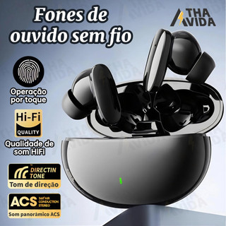 S90 Pro Fones De Ouvido Sem Fio Bluetooth 24H Drivers Playtime de 13 mm Duplos Som HiFi 5.3 IPX4-AT