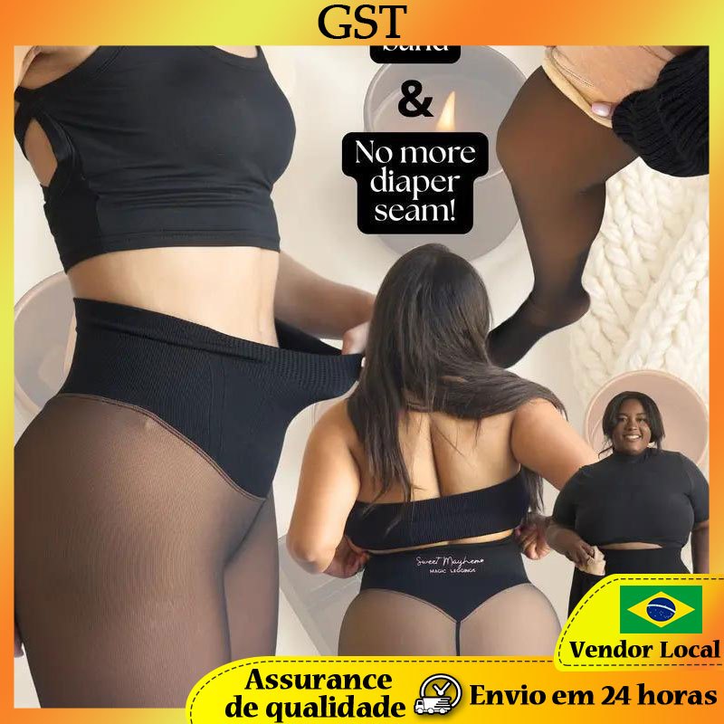 Forro de lã leggings de pele transparente frente traseira única linha costura Cross-Border inverno quente translúcido le