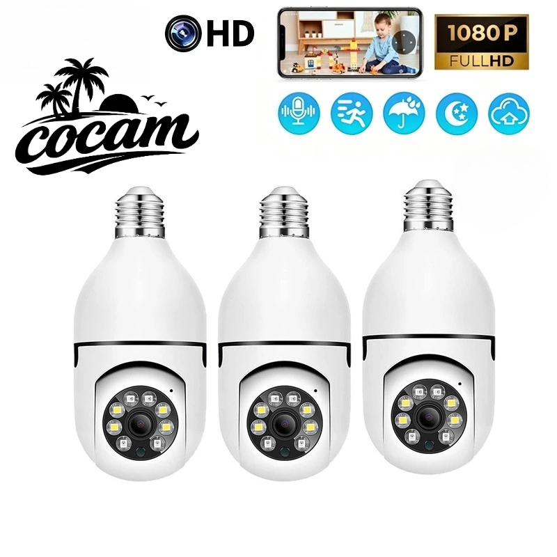 KIT De Câmera De Segurança WIFI Lâmpada Sem Fio full HD IP 360 ° Com Microfone 8177