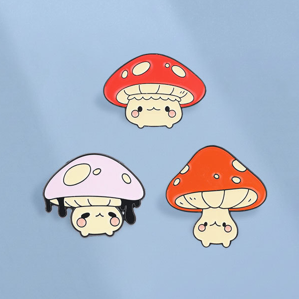 Bonito Cogumelo Esmalte Pinos Kawaii Dos Desenhos Animados Broche Lapela Emblemas Mochila Acessórios Presentes Para Amig