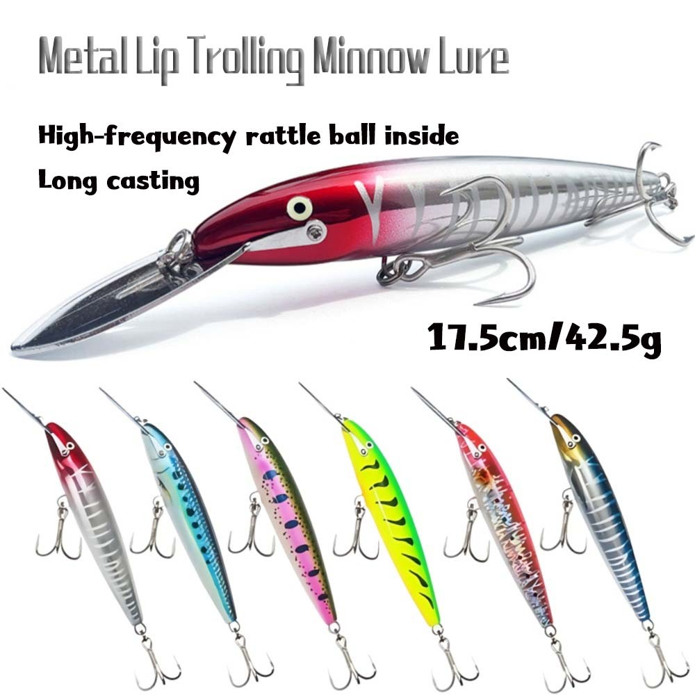 Trailing grande isca 42.5g mergulho profundo língua de ferro Minnow mar isca falsa equipamento de pesca isca de pesca su