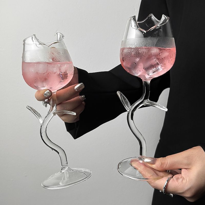 Copos De Vinho Tinto Em Forma De Rosa Copo De Coquetel Romântico Com Folhas Cálice Champanhe