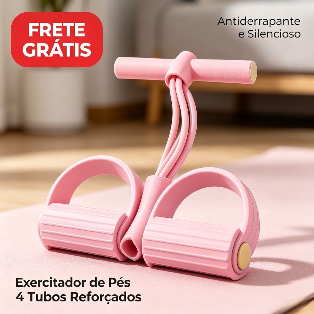 Exercitador de Pés 4 Tubos Reforçados Elástico Resistente para Treino em Casa