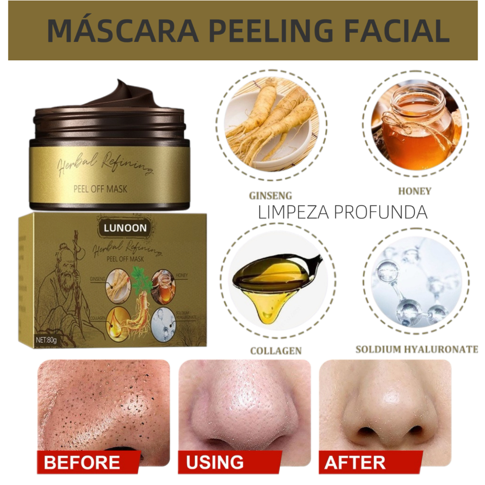 LUNOON Máscara Peeling Facial Anti Ressecamento Limpeza Profunda Remove Cravos Clareia a Pele 80g
