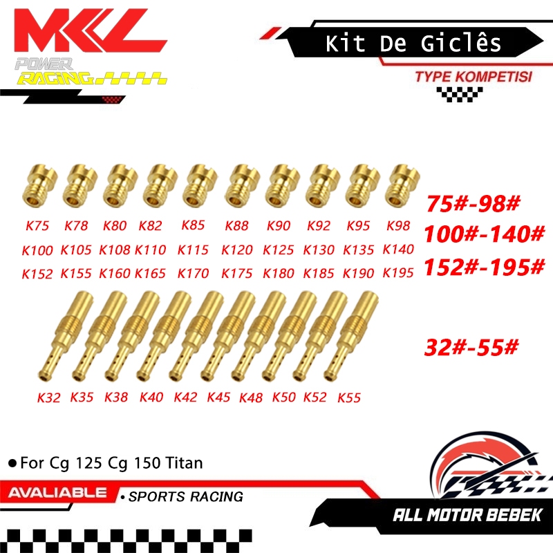 Kit Giclês Carburador Koso  Pwk Competição para  CG 125 150 200 300, Gicle Esguicho Alta 150cc 125cc PZ26 PZ2