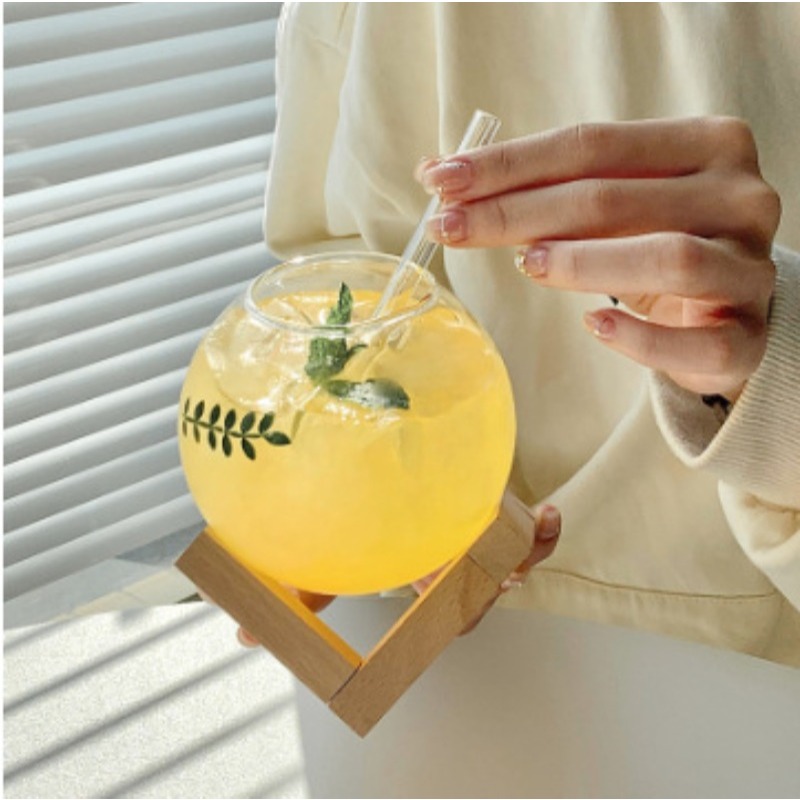 Copo De Vidro Criativo Com Moldura De Madeira , Lua , Coquetel Café Vinho Para Casa , Bebida Fria , Suco , De Água