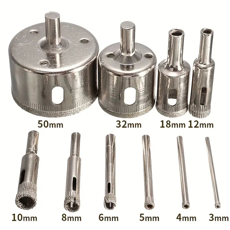 10 Pçs 3-50mm Diamante Buraco Viu Brocas Conjunto Para Vidro Mármore Porcelana Telha Ferramentas De Corte De