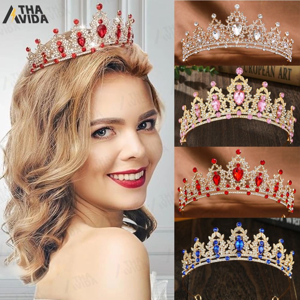 Tiaras Barroco para Noivas Coroa de Casamento em Cristal Europeu Arco de Cabelo em Liga Colorida para Noivas Aniversário