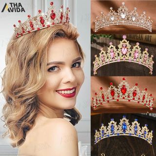 Tiaras Barroco para Noivas Coroa de Casamento em Cristal Europeu Arco de Cabelo em Liga Colorida para Noivas Aniversário