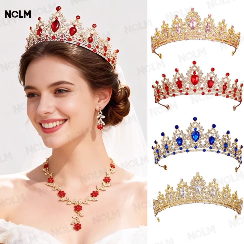 Novo Tiaras Barroco para Noivas, Coroa de Casamento em Cristal Europeu, Arco de Cabelo em Liga Colorida para Noivas-NO