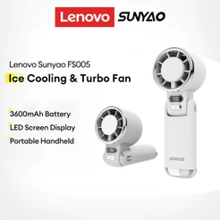 Lenovo Sunyao FS005 Ventilador Portátil De Resfriamento De Gelo Turbo Com Bateria De 3600mAh E Tela LED