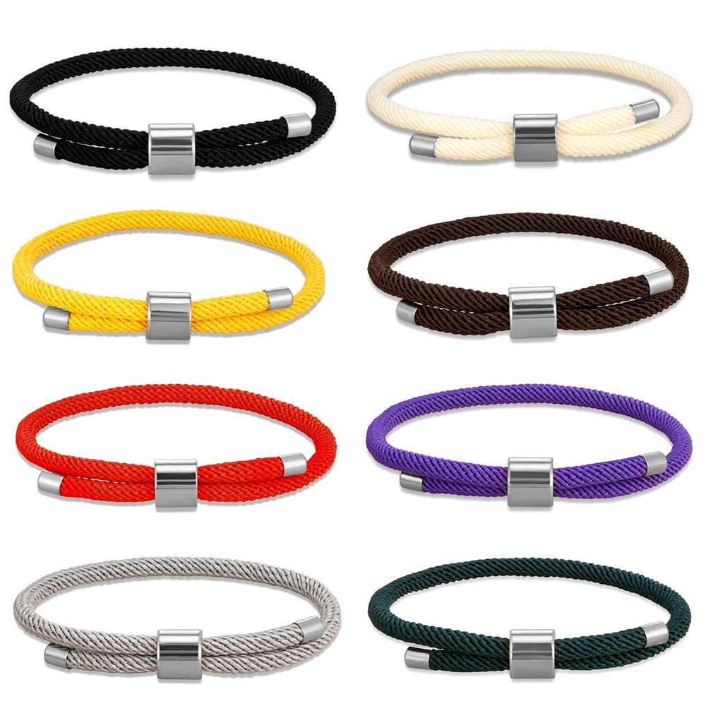 1 Pçs 2.5MM Minimalista Pulseira De Aço Inoxidável Masculino Feminino Artesanal Tamanho Ajustável Corda Casal Pulseiras