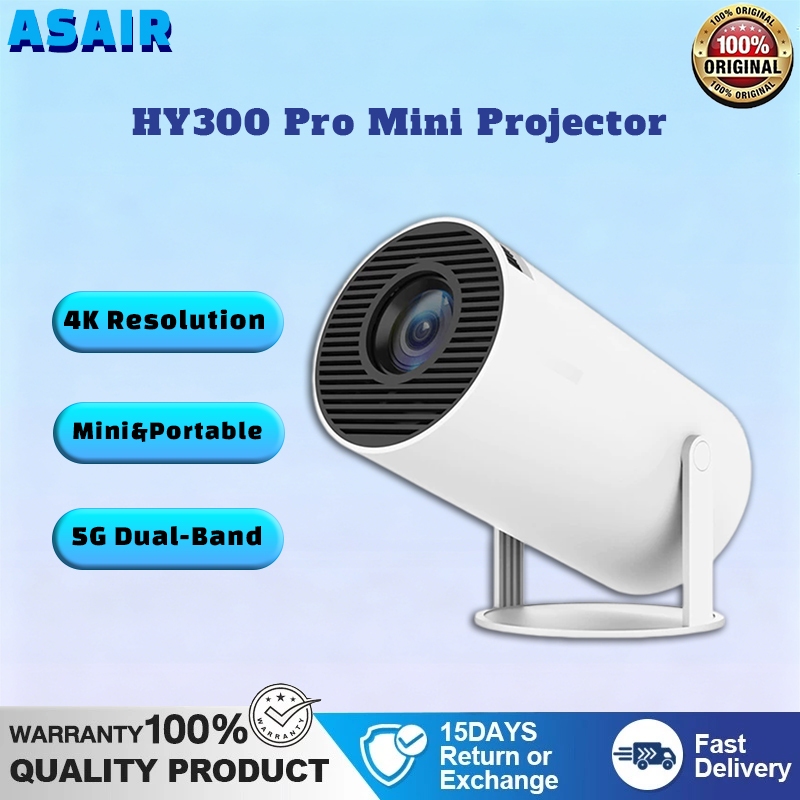 ASAIR HY300 Pro Mini Projetor Portátil 180 ° Giratório Inteligente WIFI 6 HD Para Home Theater Suporta Conexão Sem Fio C