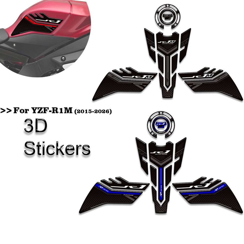 Para Yamaha YZF-R1 R1M YZFR1 YZFR1M R1 R1M Motocicleta Tanque Almofada Tampa Gás Combustível Joelho Adesivos Decalques P