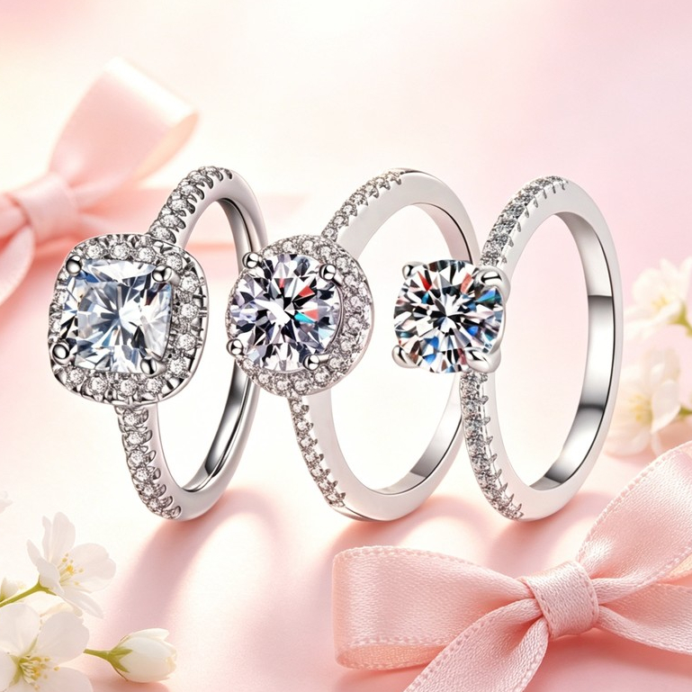 Alta qualidade S925 prata moda clássico diamante senhoras anel Pavé espumante noivado anel de casamento presente + caixa