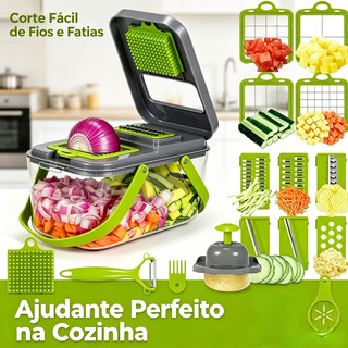 Kit de Cortador de Legumes Multifuncional 22 em 1 Múltiplas Lâminas Intercambiáveis Ajudante Perfeito na Cozinha