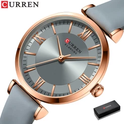 Curren Novos Relógios Femininos Simples De Quartzo Pulseira De Couro Elegância Charme Atemporal 9079