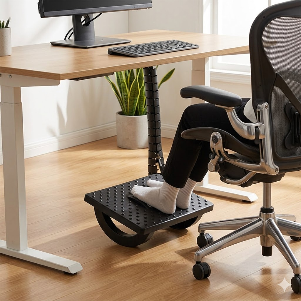 Descanso De Pe Ergonomico Para Debaixo Da Mesa Escritorio Cadeira Gamer Base Balanco Antiderrapante
