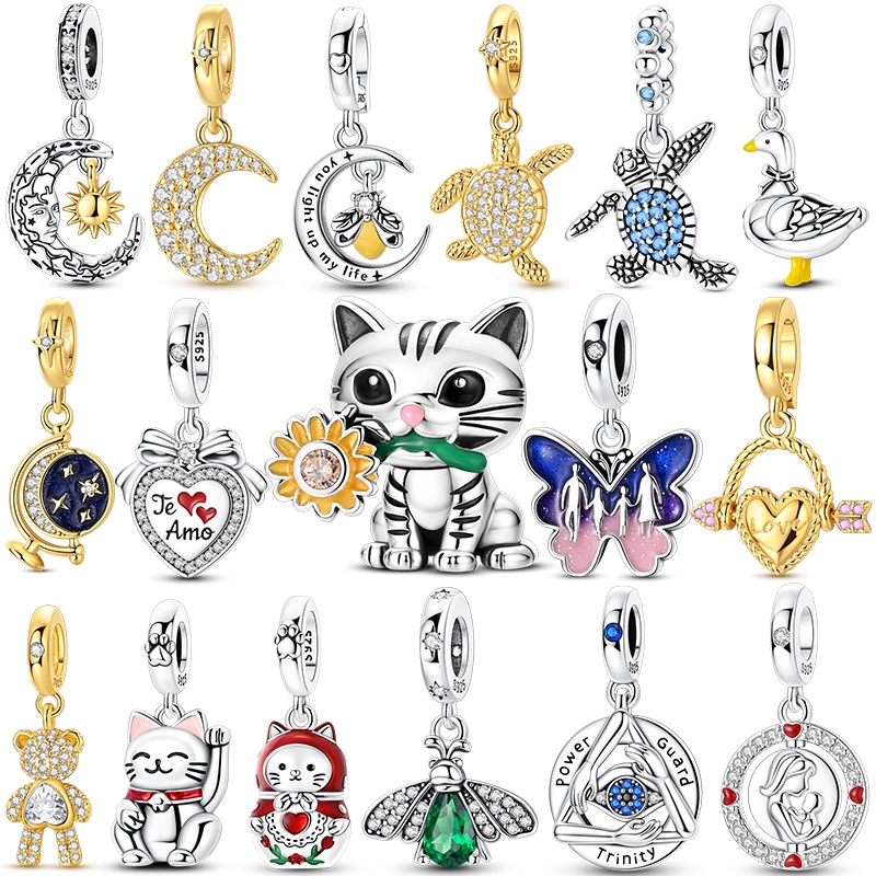 Venda Quente 925 Prata Esterlina Brilhante Firefly E Aberto Grande Ganso Pingente Charme Caber Pulseira Original DIY Fem