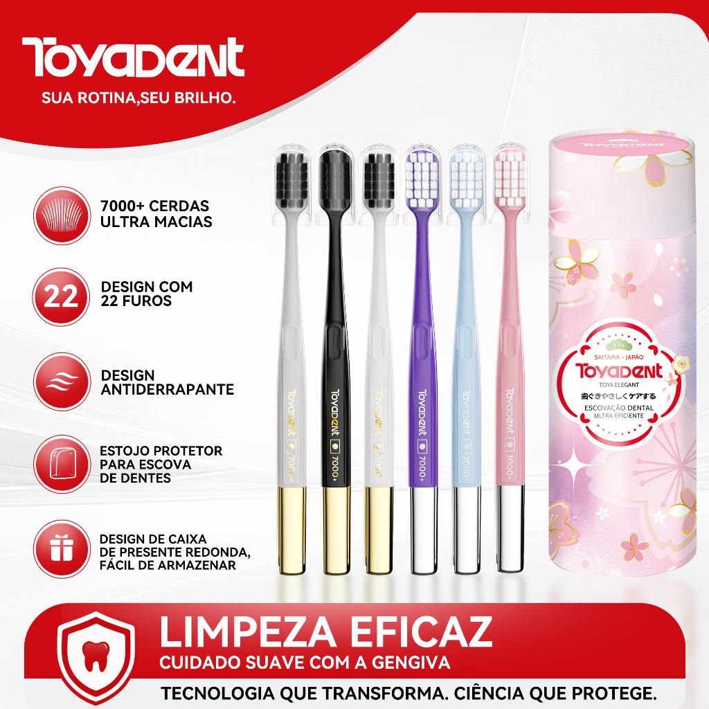 TOYADENT Escova de Dente Deep Cleaning Pacote Familiar Com 6 Unidades,7000+ Cerdas Macias