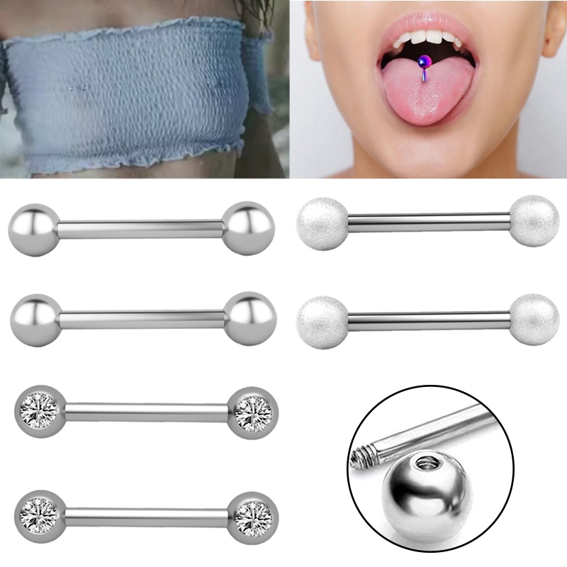 Kit 2 Piercing Barbell Mamilo Aço Inoxidável Rosca 16mm Feminino Body Piercing Jóias