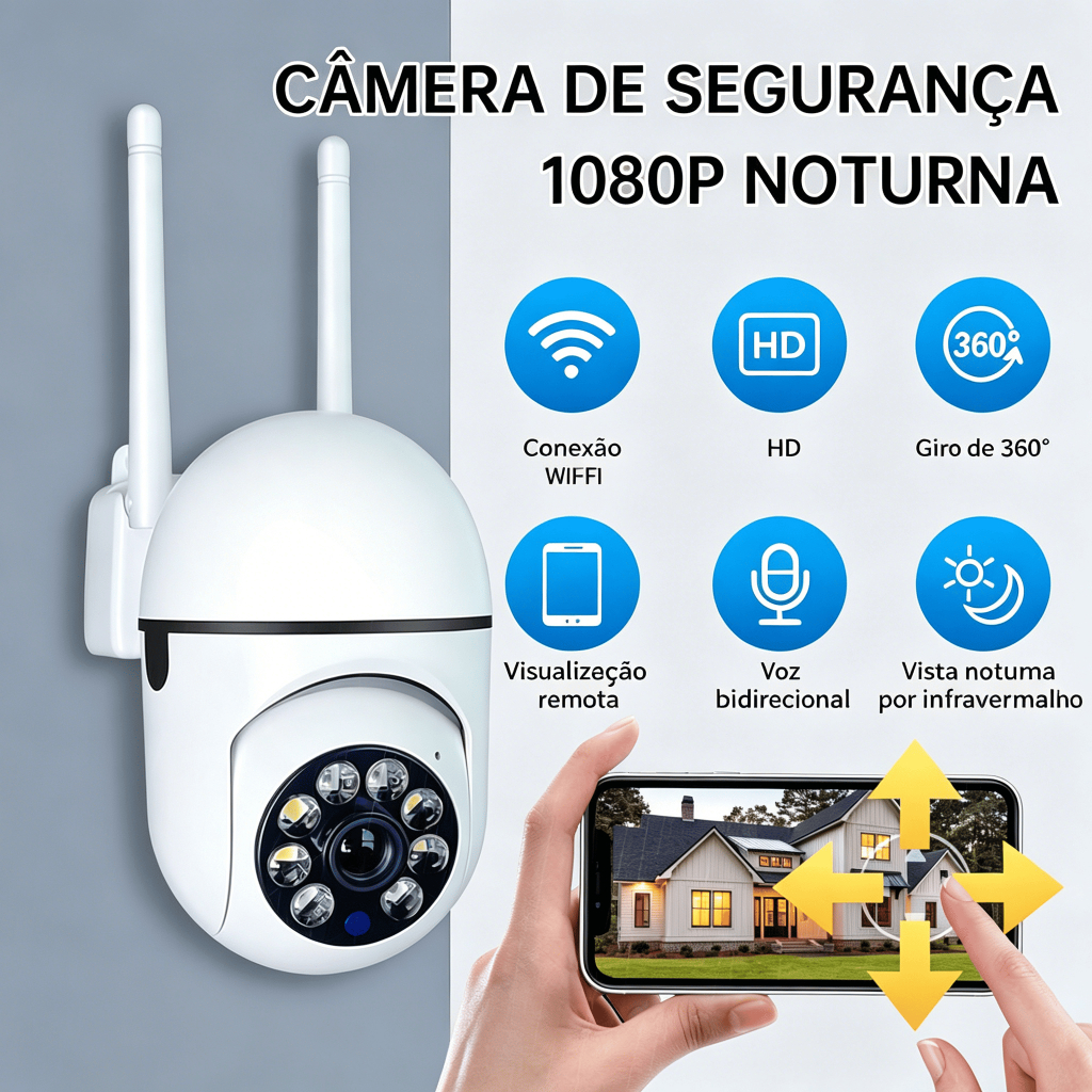 360 ° Câmera IP Sem Fio Wifi À Prova D'água Full HD 1080P Monitoramento Infravermelho De Aplicativo De Visão Noturna