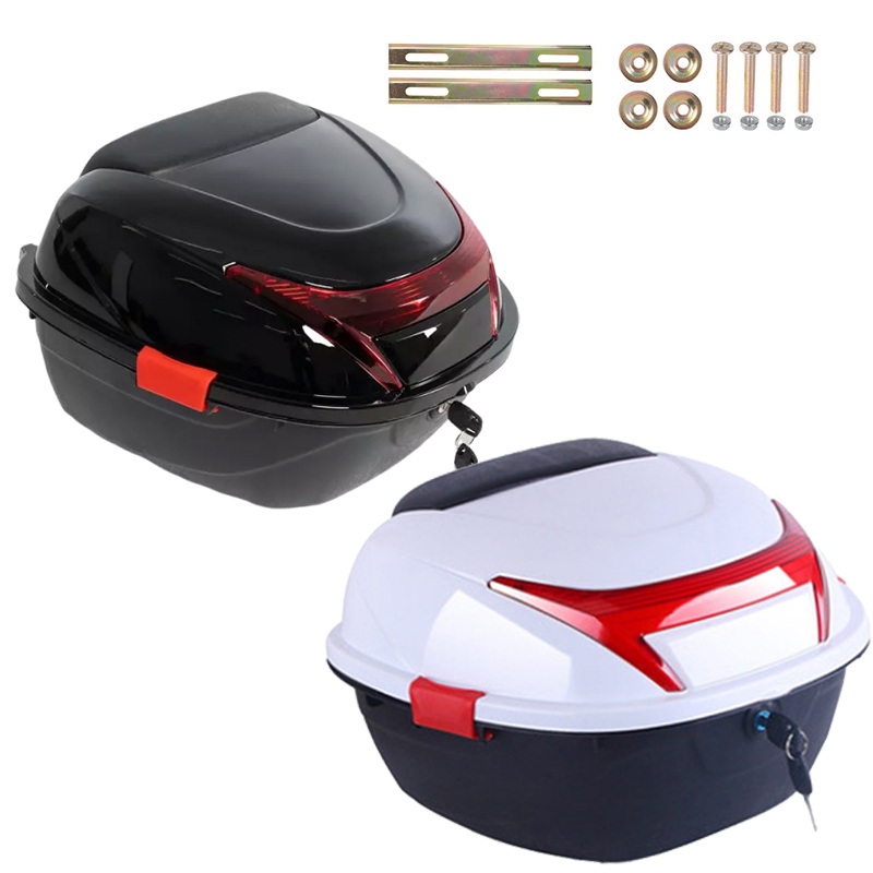 35L tronco da motocicleta preto vermelho cor combinando grande capacidade resistente à prova dwaterproof água fácil inst